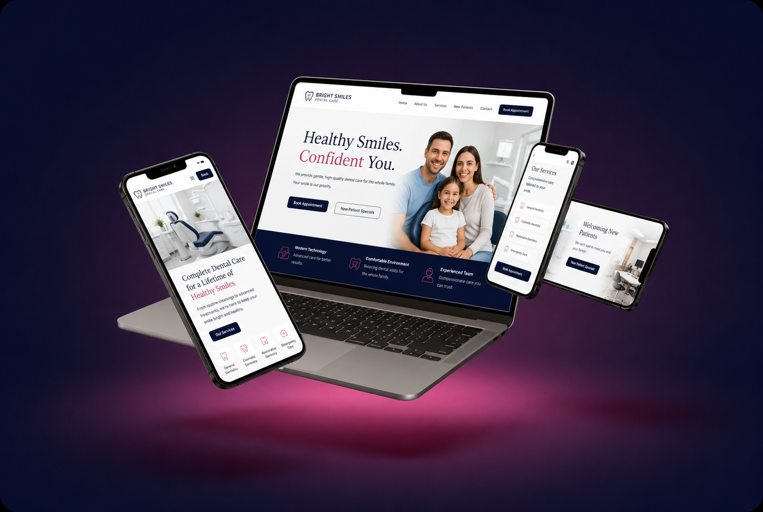Premium website design on laptop and phone